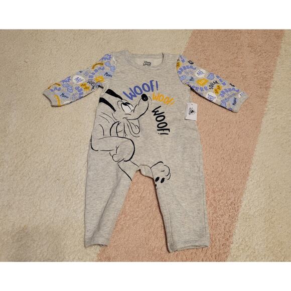 Disney Baby Pluto Woof Woof Woof Baby Romper Size 6-9 Months *NWT - Picture 1 of 9